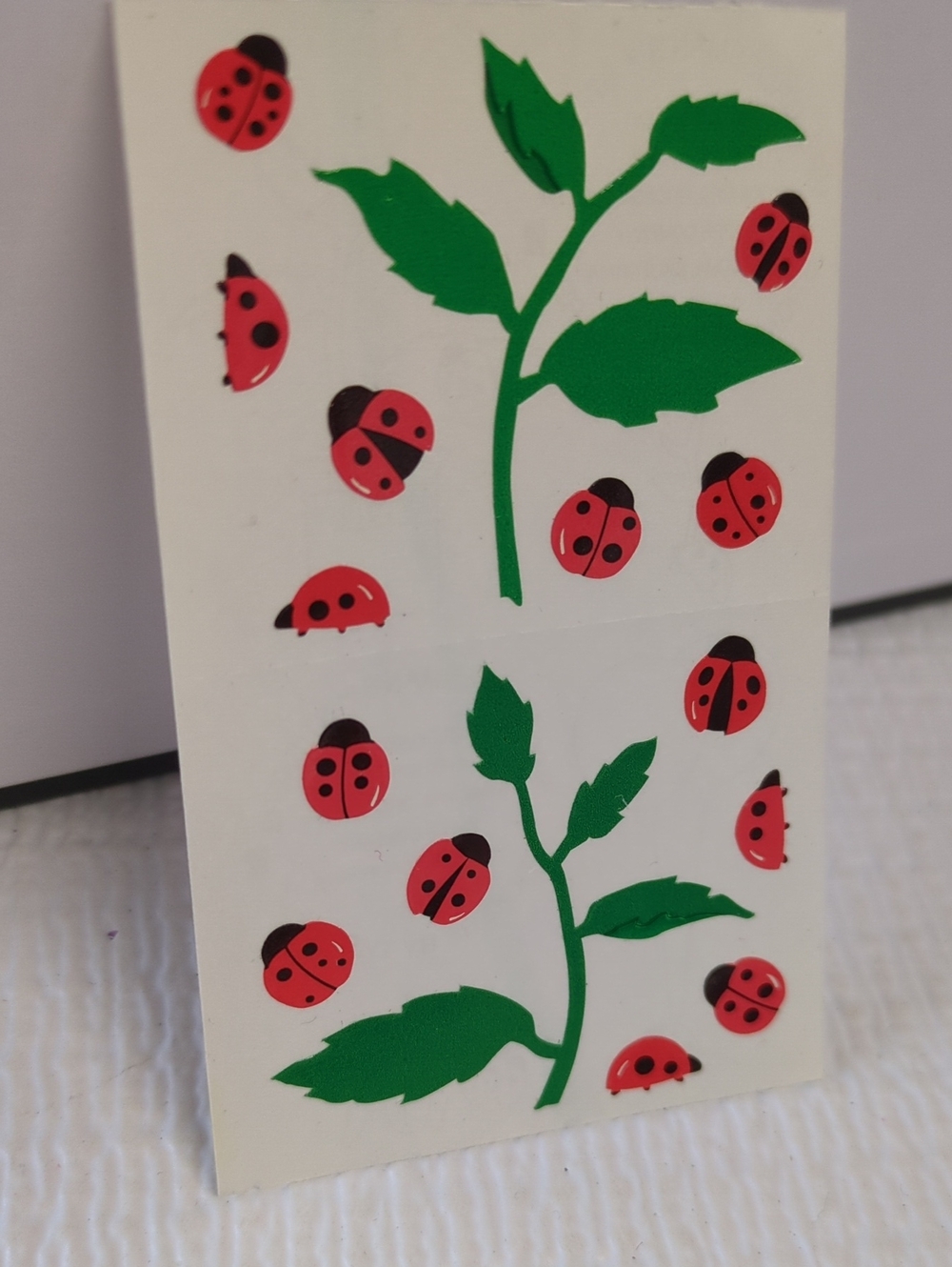 🏵️Vintage Mrs Grossman’s Style Ladybug & Leaves Clear Sticker Strip Rare